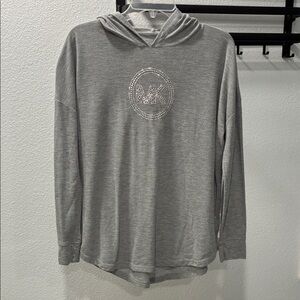 Michael Kors Light Gray Hoodie with Crystal MK Emblem